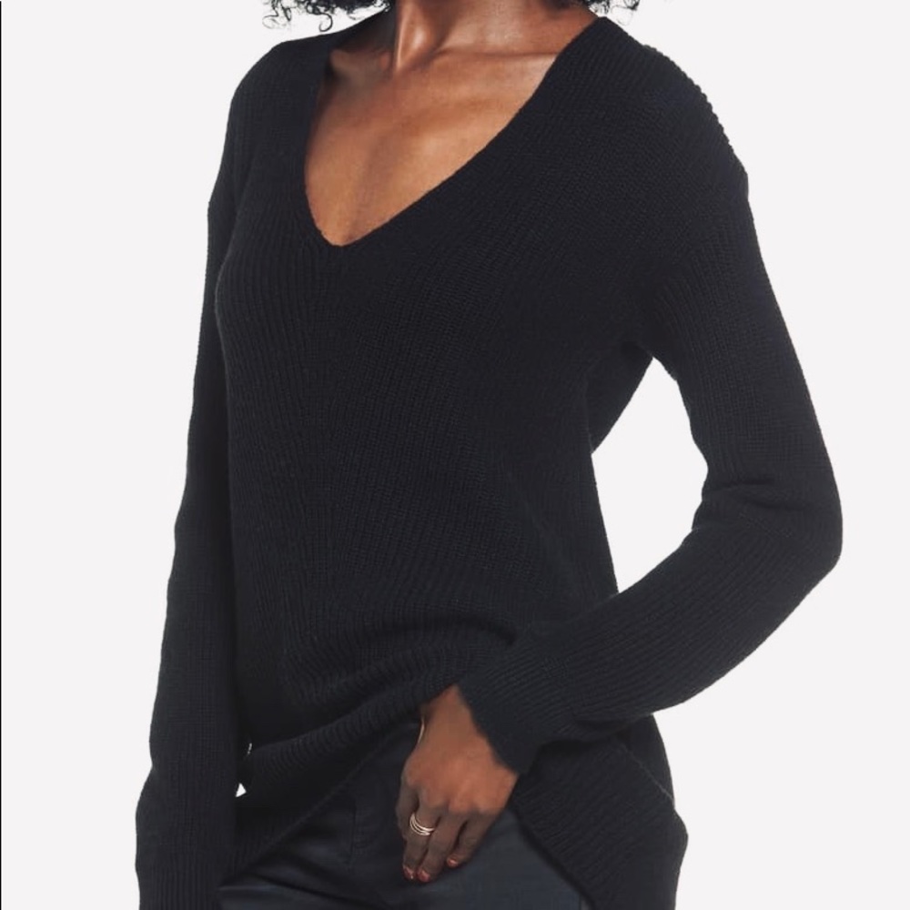 Black Winter V Neck Chunky Sweater